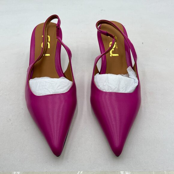 FSJ Fuchsia Kitten Heel Slingback Sandal Pointy Toe Sexy Pumps Dress Shoes - Picture 3 of 8